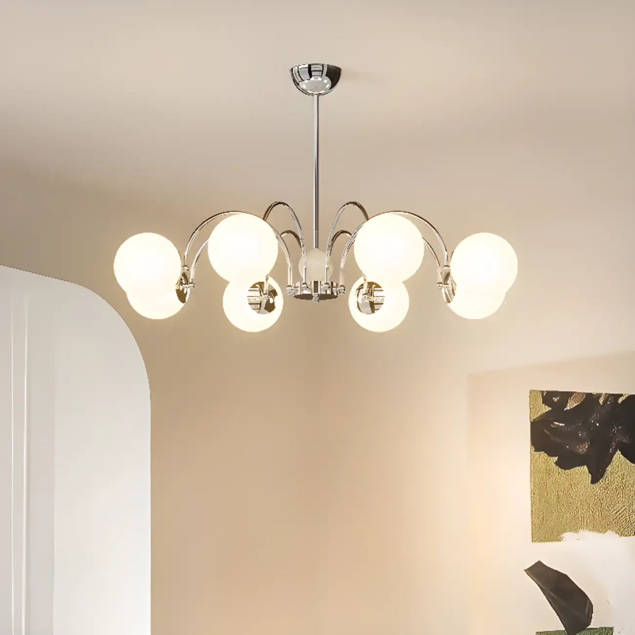 Lustre moderne à LED avec globes en verre pour salon