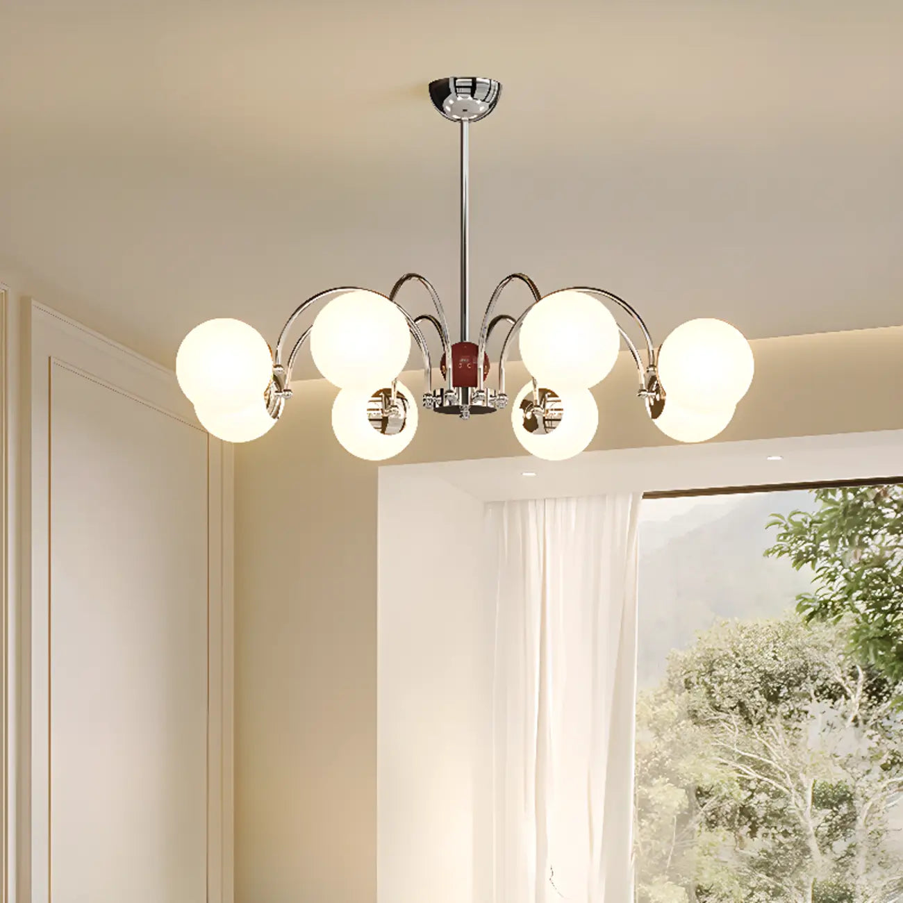 Lustre moderne à LED avec globes en verre pour salon