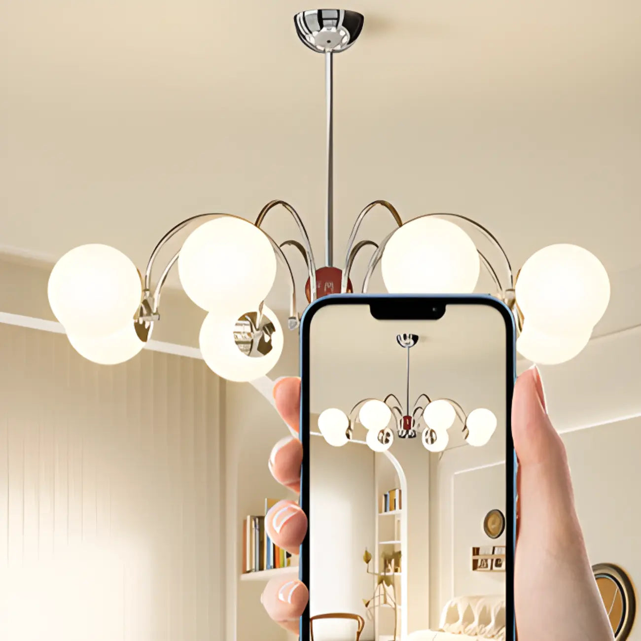 Lustre moderne à LED avec globes en verre pour salon