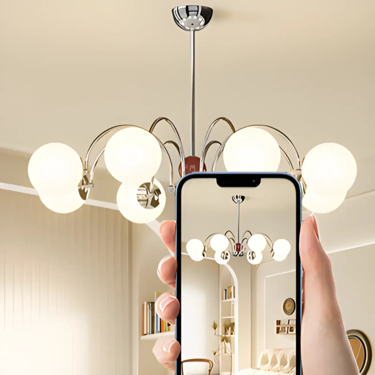 Lustre moderne à LED avec globes en verre pour salon