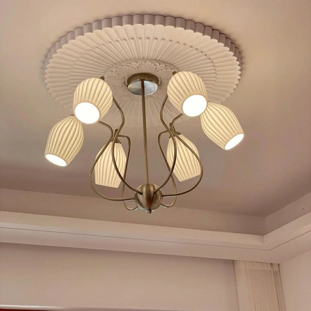 Lustre moderne et élégant en verre blanc pour salon