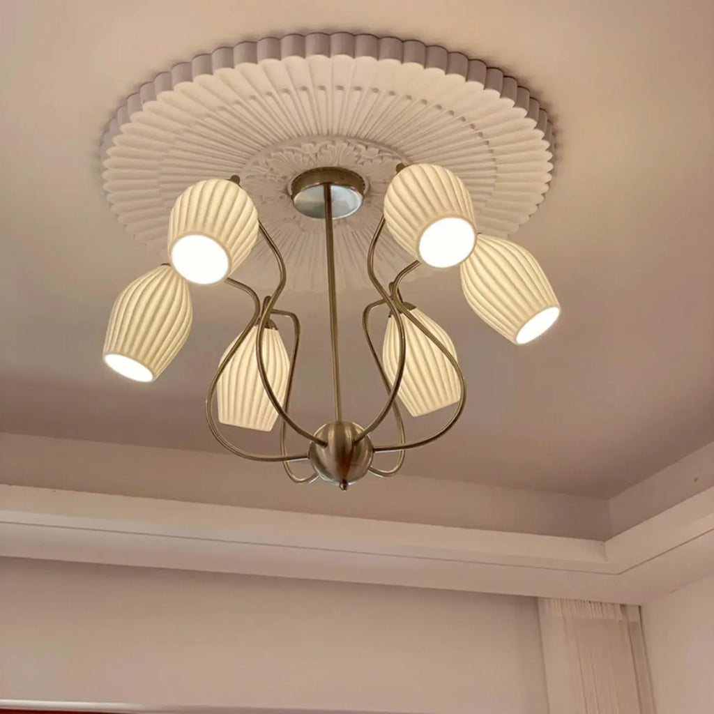 Lustre moderne et élégant en verre blanc pour salon