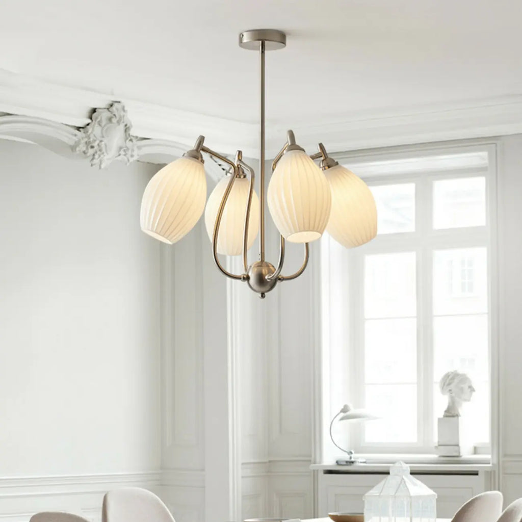 Lustre moderne et élégant en verre blanc pour salon