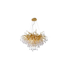 Lustre moderne en cristal avec branches dorées pour salle à manger
