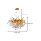 Lustre moderne en cristal avec branches dorées pour salle à manger