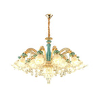 Lustre en cristal avec éclairage encastré pour salon et forme de fleur en verre