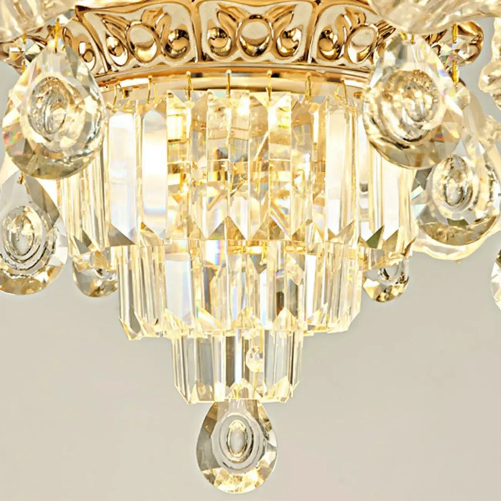 Lustre en cristal avec éclairage encastré pour salon et forme de fleur en verre