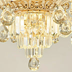 Lustre en cristal avec éclairage encastré pour salon et forme de fleur en verre