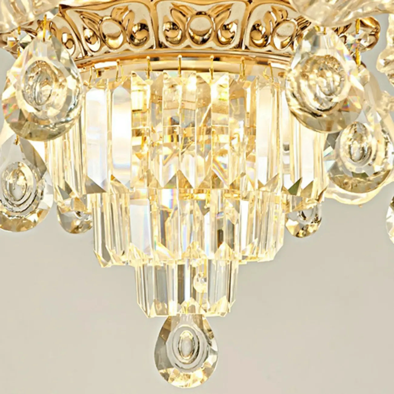 Lustre en cristal avec éclairage encastré pour salon et forme de fleur en verre