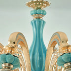 Lustre en cristal avec éclairage encastré pour salon et forme de fleur en verre