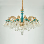 Lustre en cristal avec éclairage encastré pour salon et forme de fleur en verre