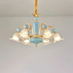 Lustre vintage en verre à motif floral pour salon