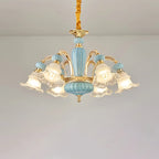 Lustre vintage en verre à motif floral pour salon
