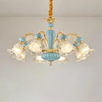 Lustre vintage en verre à motif floral pour salon
