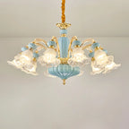 Lustre vintage en verre à motif floral pour salon