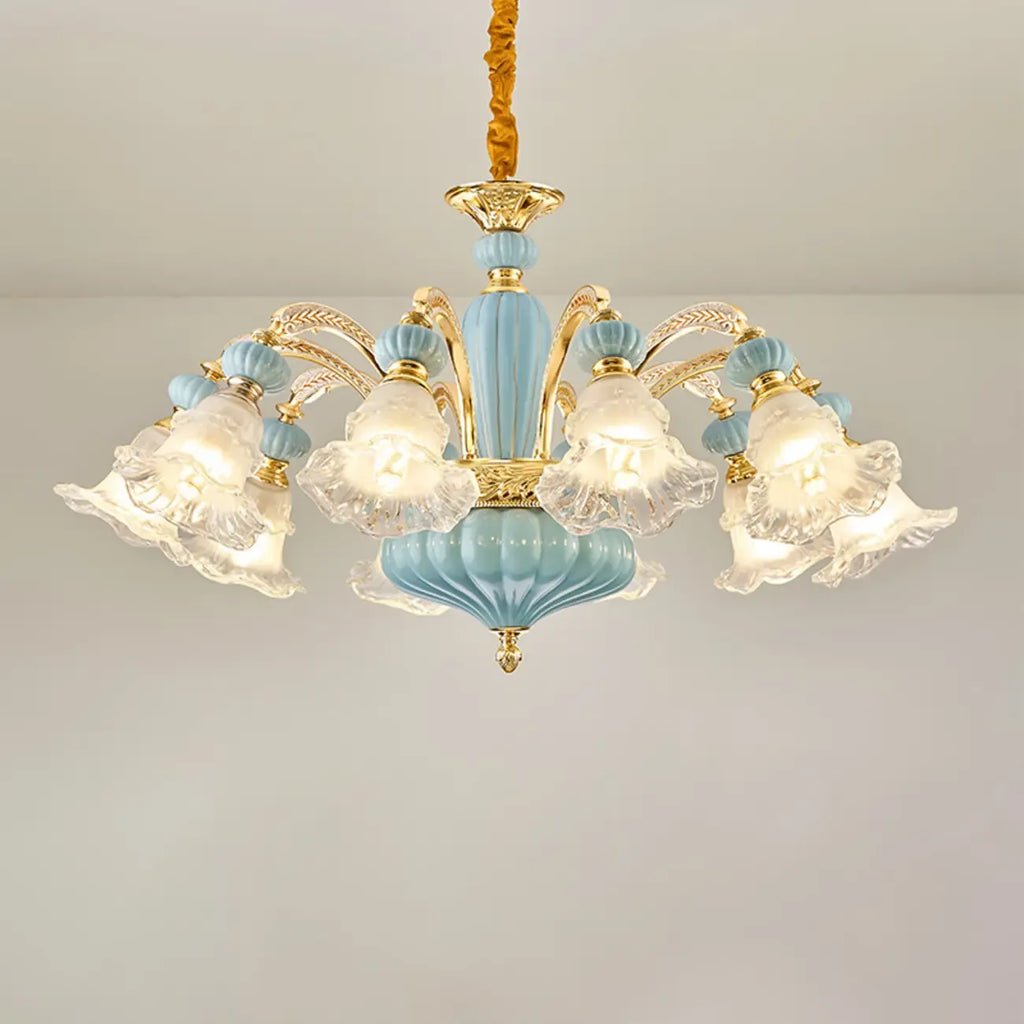 Lustre vintage en verre à motif floral pour salon