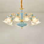 Lustre vintage en verre à motif floral pour salon
