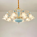 Lustre vintage en verre à motif floral pour salon