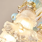Lustre vintage en verre à motif floral pour salon