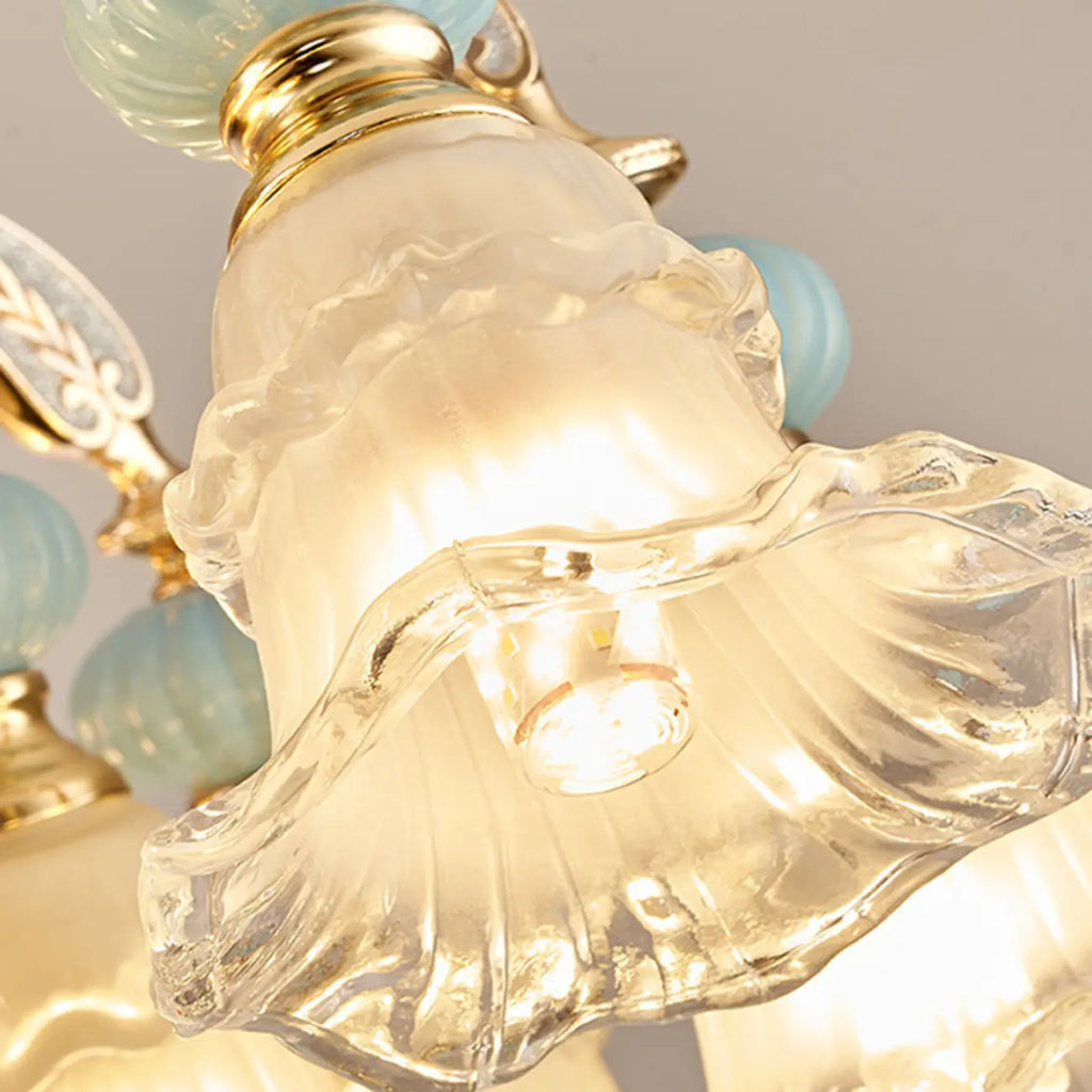 Lustre vintage en verre à motif floral pour salon