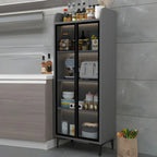 Buffet glamour en bois blanc/gris avec portes vitrées