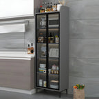 Buffet glamour en bois blanc/gris avec portes vitrées