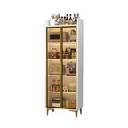 Buffet glamour en bois blanc/gris avec portes vitrées