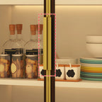 Buffet glamour en bois blanc/gris avec portes vitrées