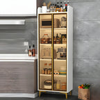 Buffet glamour en bois blanc/gris avec portes vitrées