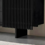 Buffet en bois noir avec portes coulissantes et tiroirs