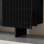 Buffet en bois noir avec portes coulissantes et tiroirs