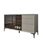 Buffet gris moderne avec portes et tiroirs en verre