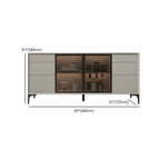 Buffet gris moderne avec portes et tiroirs en verre