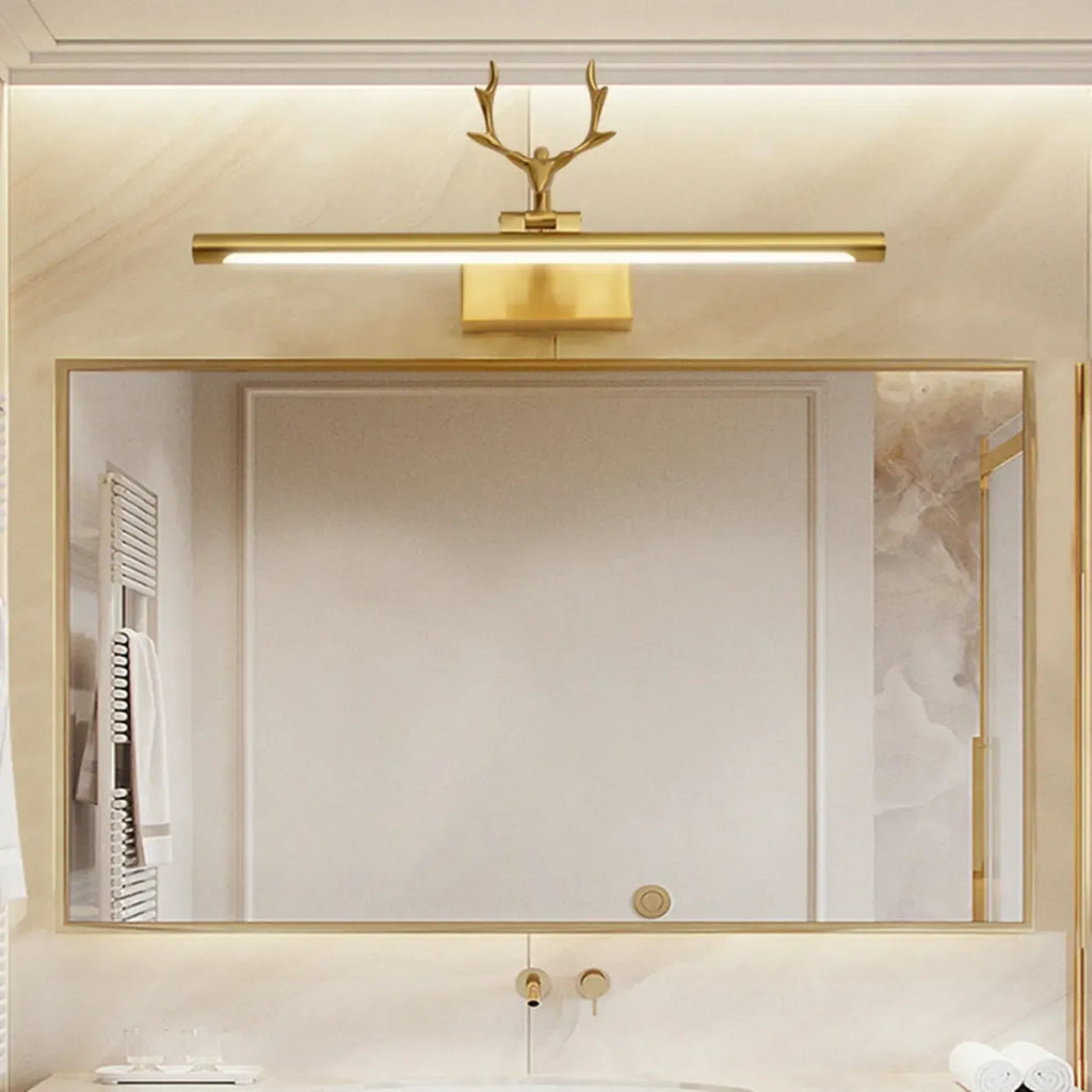 Applique murale LED en métal doré en forme de bois de cerf pour salle de bain