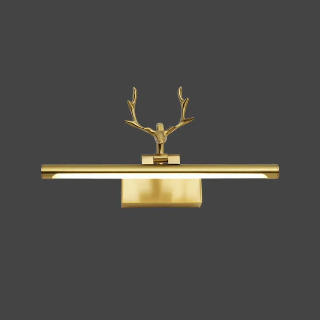 Applique murale LED en métal doré en forme de bois de cerf pour salle de bain