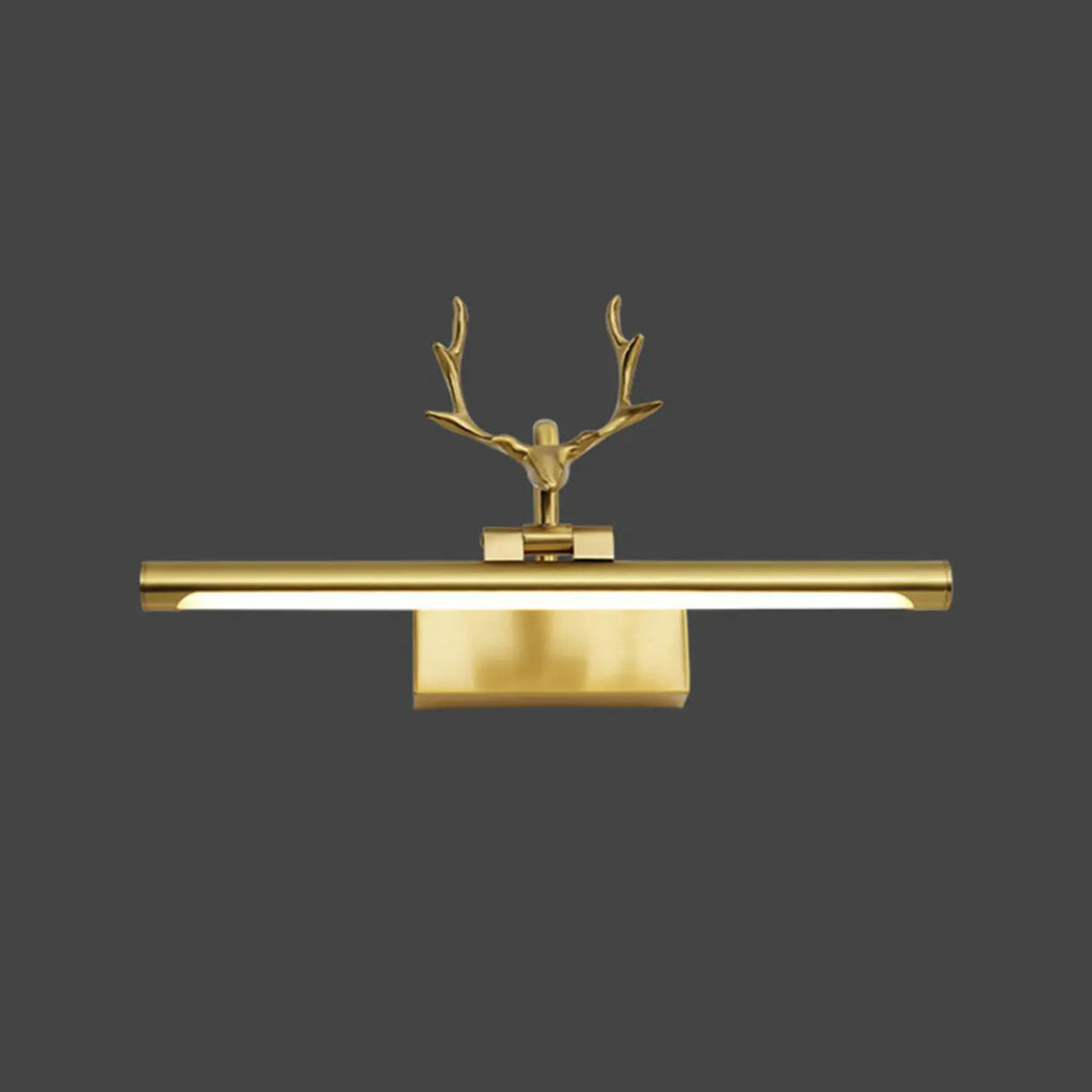 Applique murale LED en métal doré en forme de bois de cerf pour salle de bain
