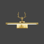 Applique murale LED en métal doré en forme de bois de cerf pour salle de bain
