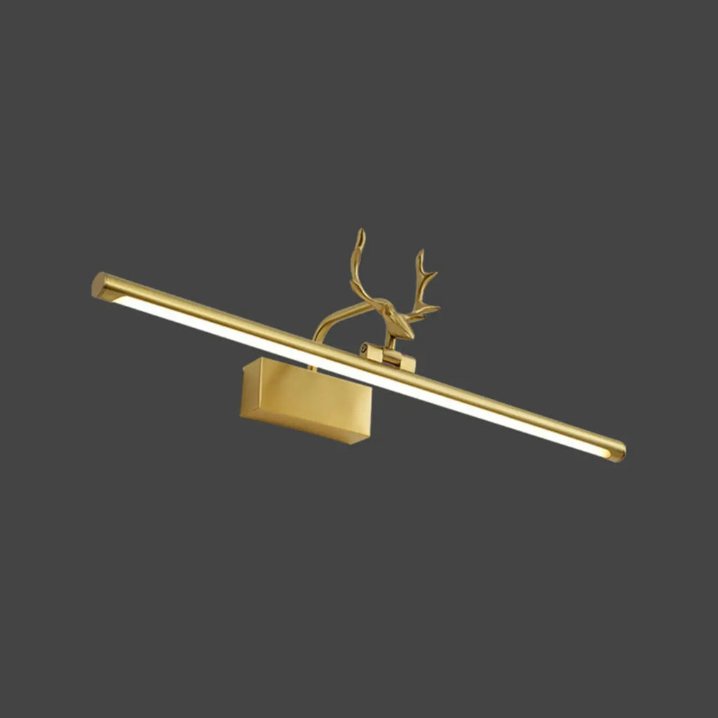 Applique murale LED en métal doré en forme de bois de cerf pour salle de bain