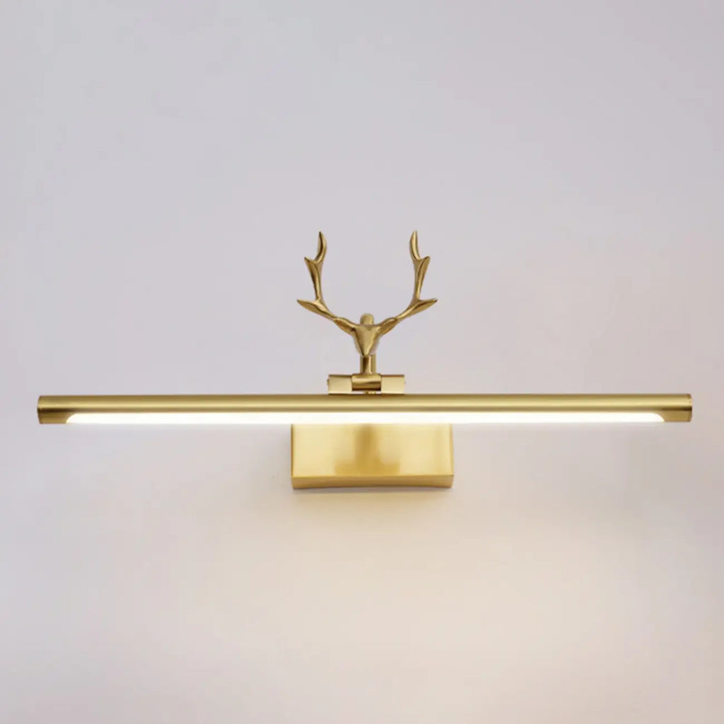 Applique murale LED en métal doré en forme de bois de cerf pour salle de bain