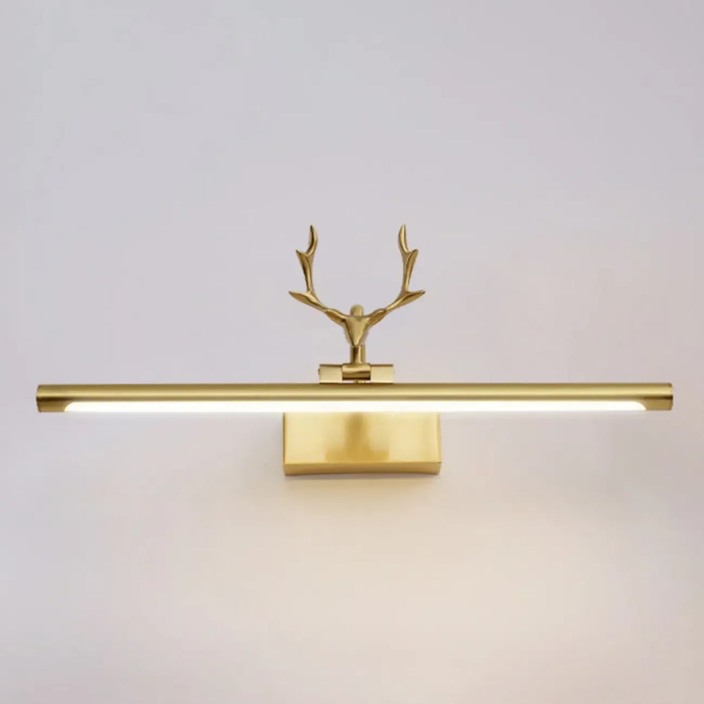 Applique murale LED en métal doré en forme de bois de cerf pour salle de bain