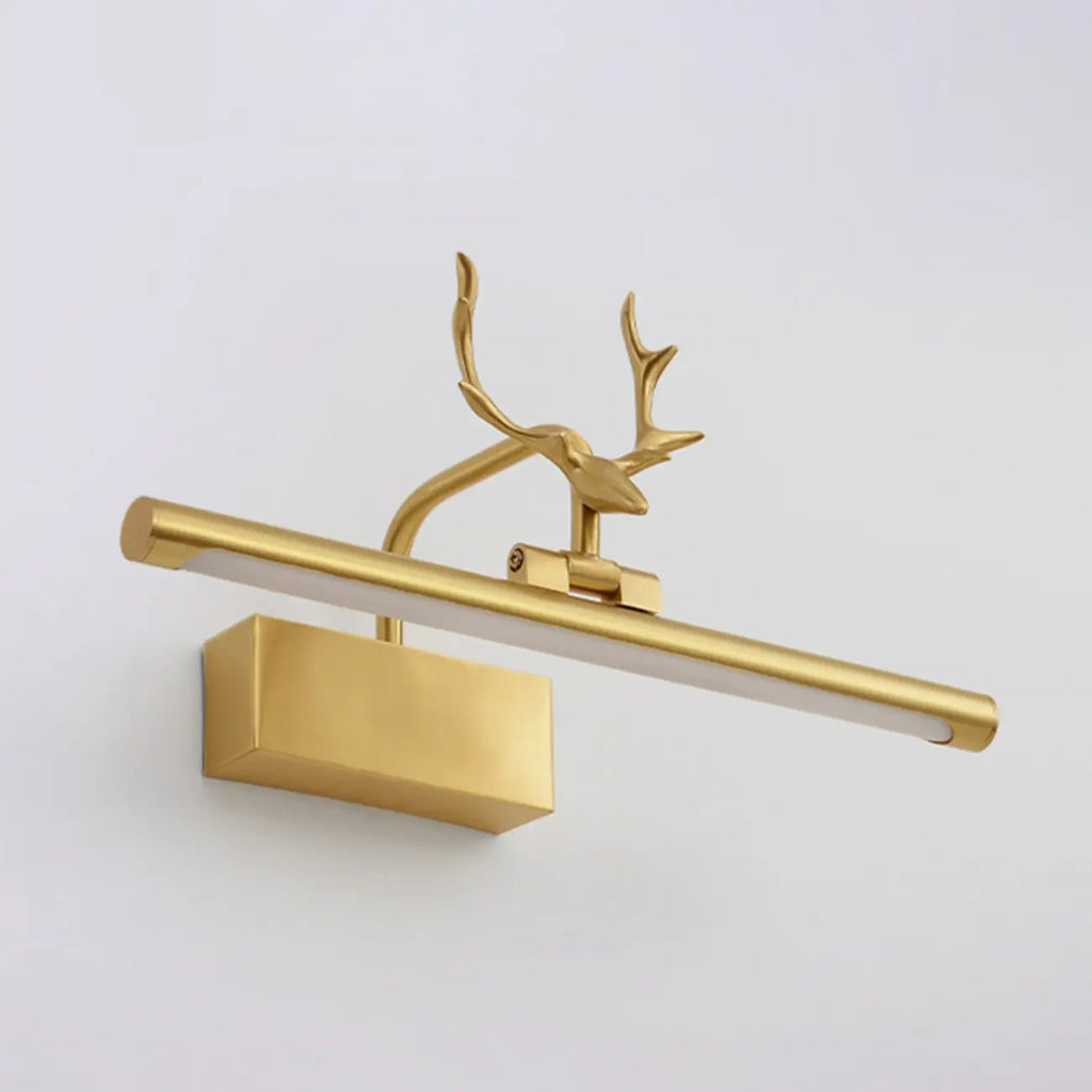 Applique murale LED en métal doré en forme de bois de cerf pour salle de bain