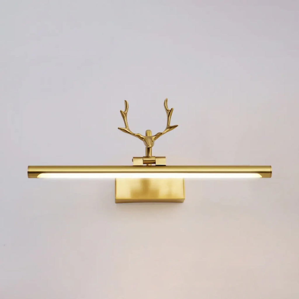 Applique murale LED en métal doré en forme de bois de cerf pour salle de bain