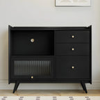 Buffet moderne noir expresso avec placards et tiroirs