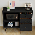 Buffet moderne noir expresso avec placards et tiroirs