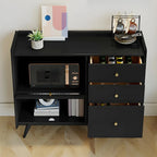 Buffet moderne noir expresso avec placards et tiroirs