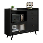 Buffet moderne noir expresso avec placards et tiroirs