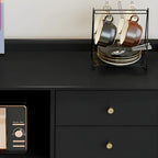 Buffet moderne noir expresso avec placards et tiroirs
