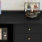 Buffet moderne noir expresso avec placards et tiroirs