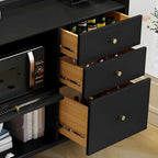 Buffet moderne noir expresso avec placards et tiroirs