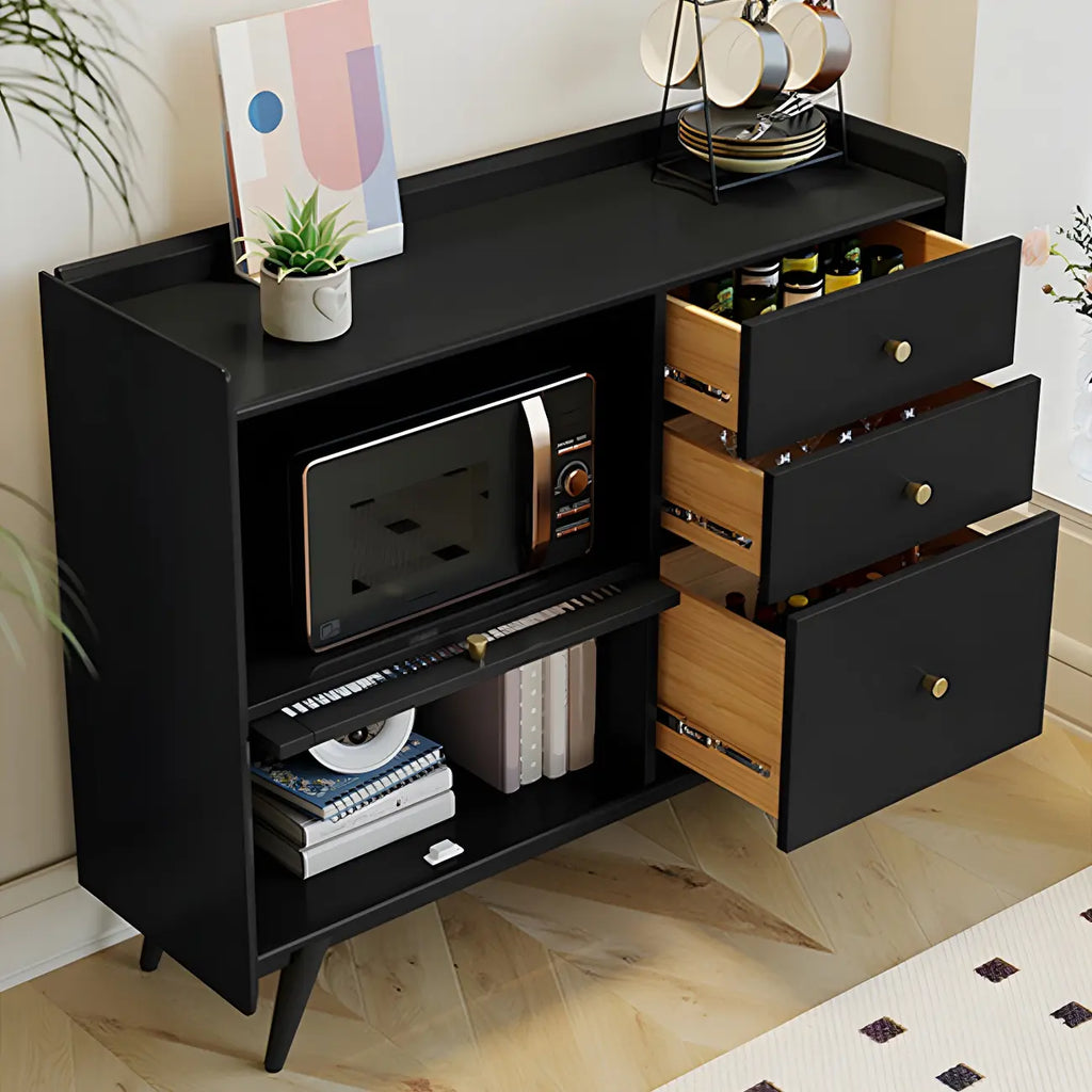 Buffet moderne noir expresso avec placards et tiroirs